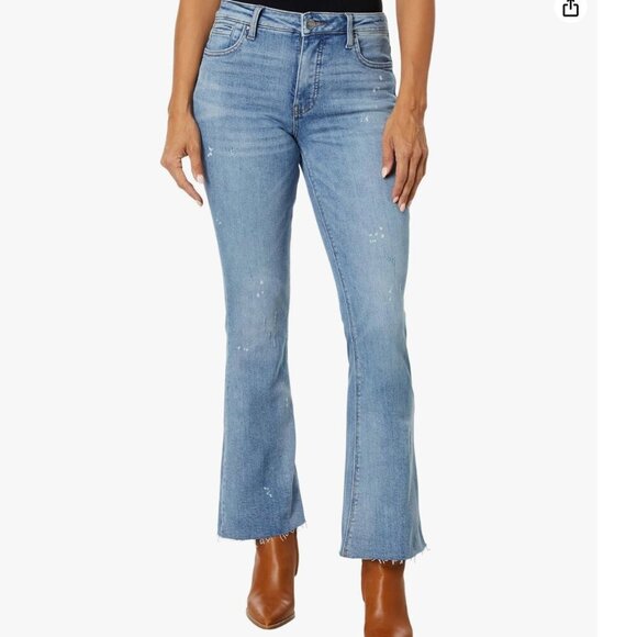 KUT from the‎ Kloth Stella Jeans 2 High-Rise Fab Ab Flare Raw Hem Navigate - Picture 1 of 9